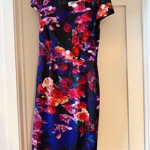 Betsey Johnson Vibrant Floral Midi Dress - Black and Red